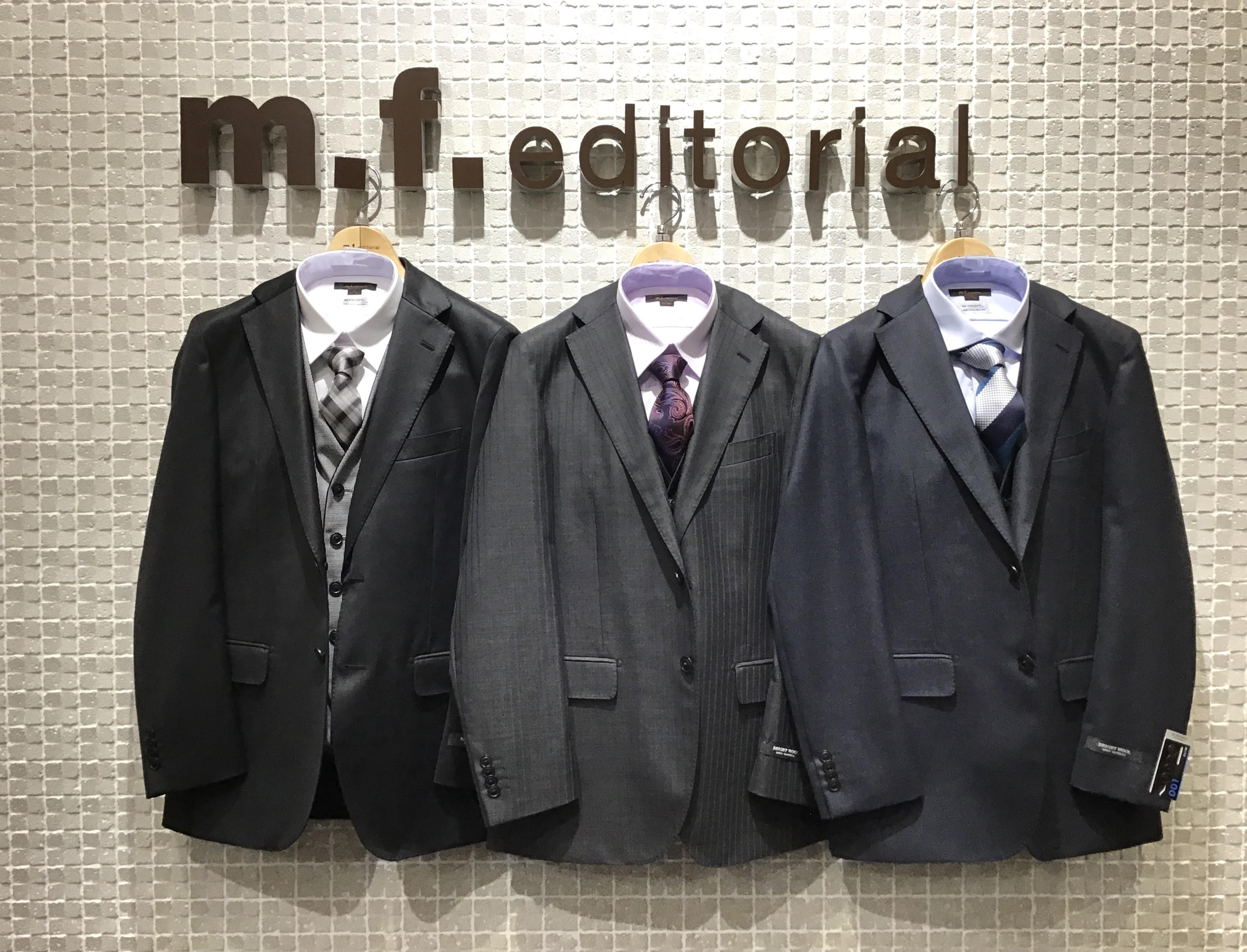 【m.f.editorial湘南店】ハレの日フェア開催！おすすめ３ピーススーツ紹介
