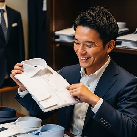 結婚式コーデを選ぶ男性