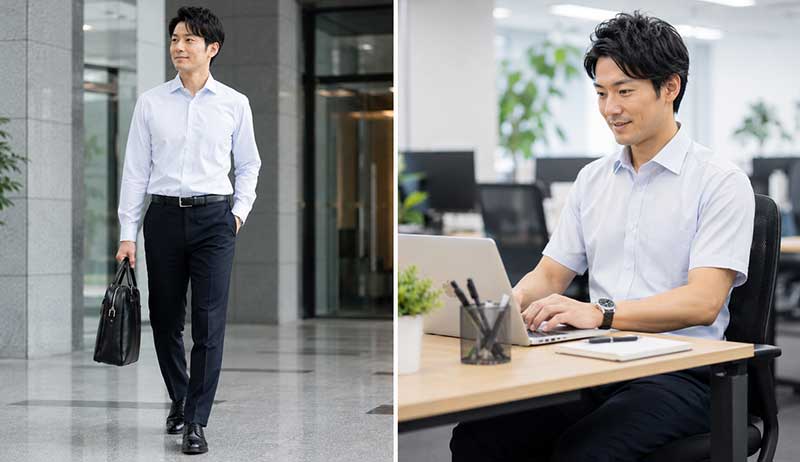 長袖と半袖はシーンに応じて使い分ける