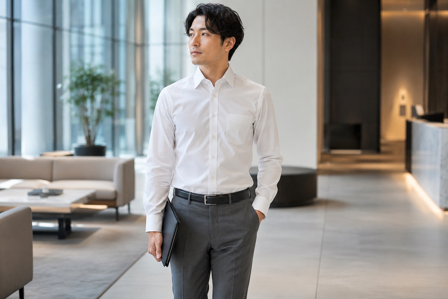 毎日の仕事に使いやすいワイシャツスタイル