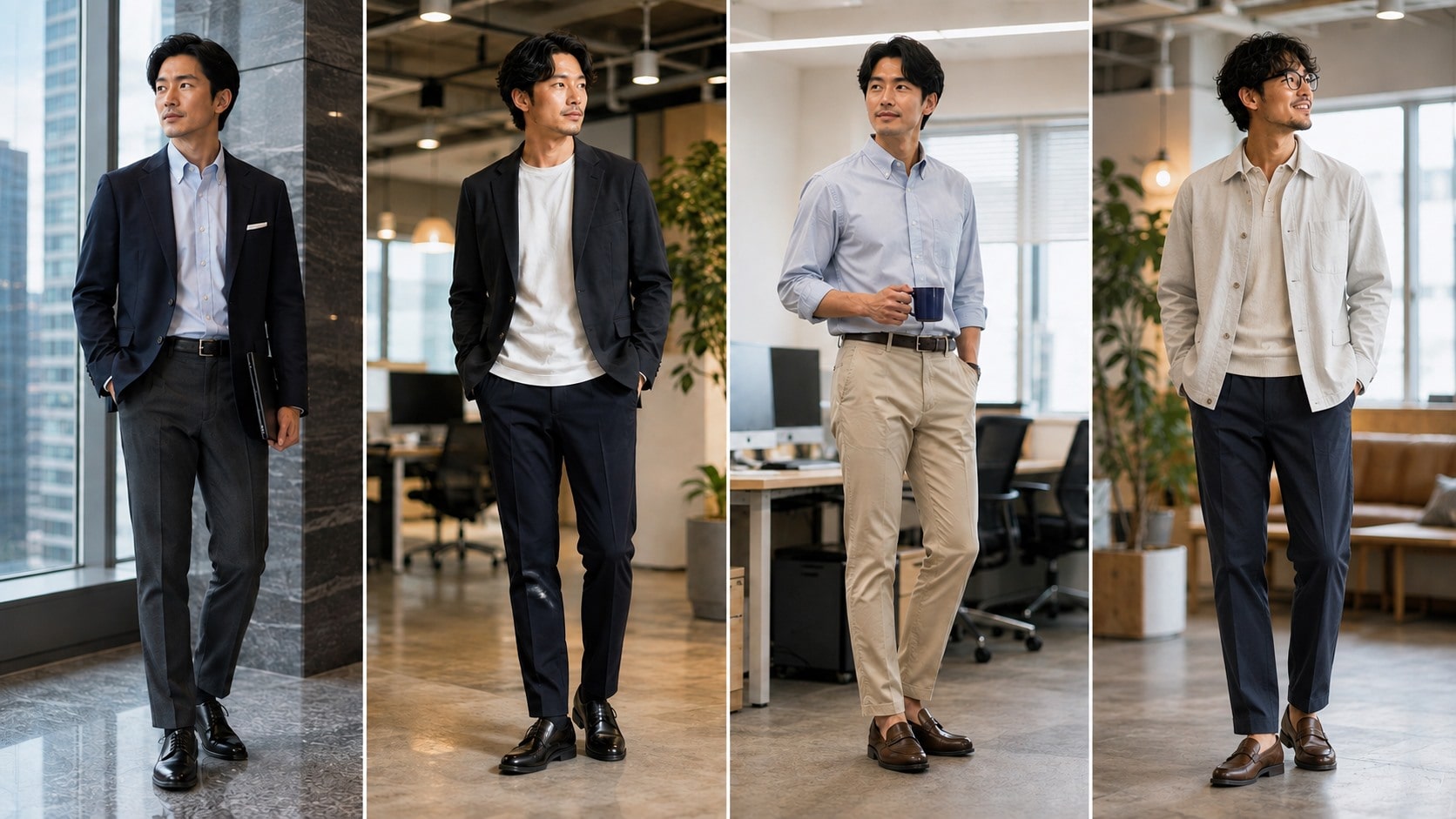 職場に合うオフィスカジュアルパンツのコーデ