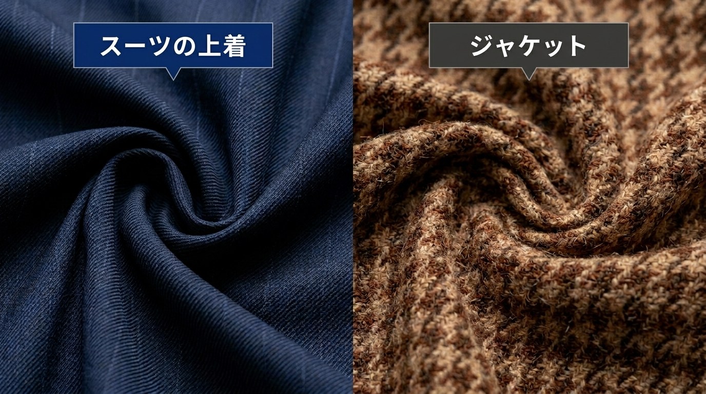 スーツの上着とジャケットの生地の違い