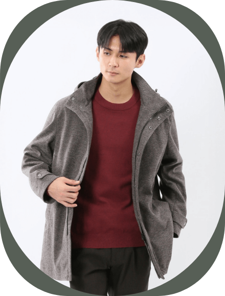 ストレッチメルトン フード脱着 コート