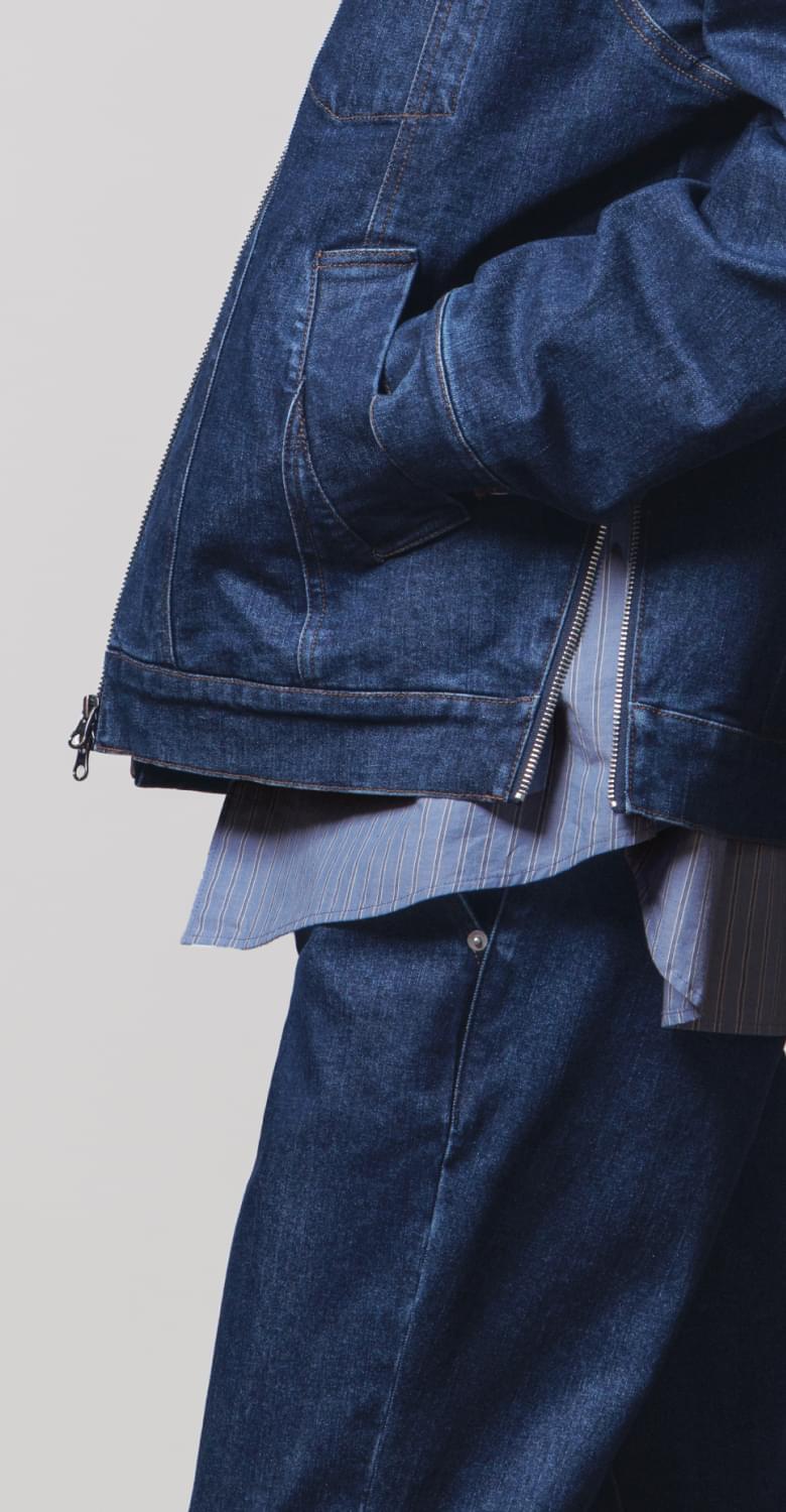 サイドジップデニムブルゾン デニムトラウザー