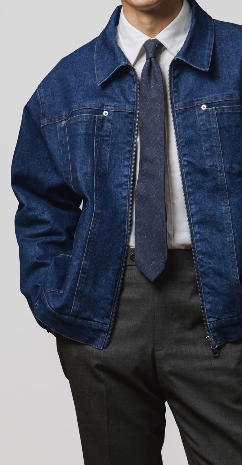 サイドジップデニムブルゾン デニムトラウザー