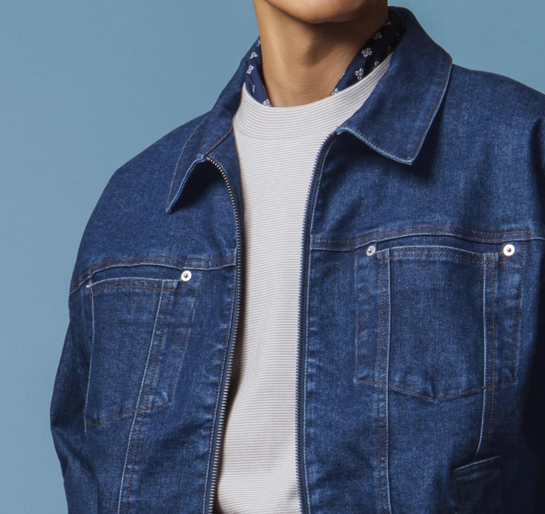 サイドジップデニムブルゾン デニムトラウザー