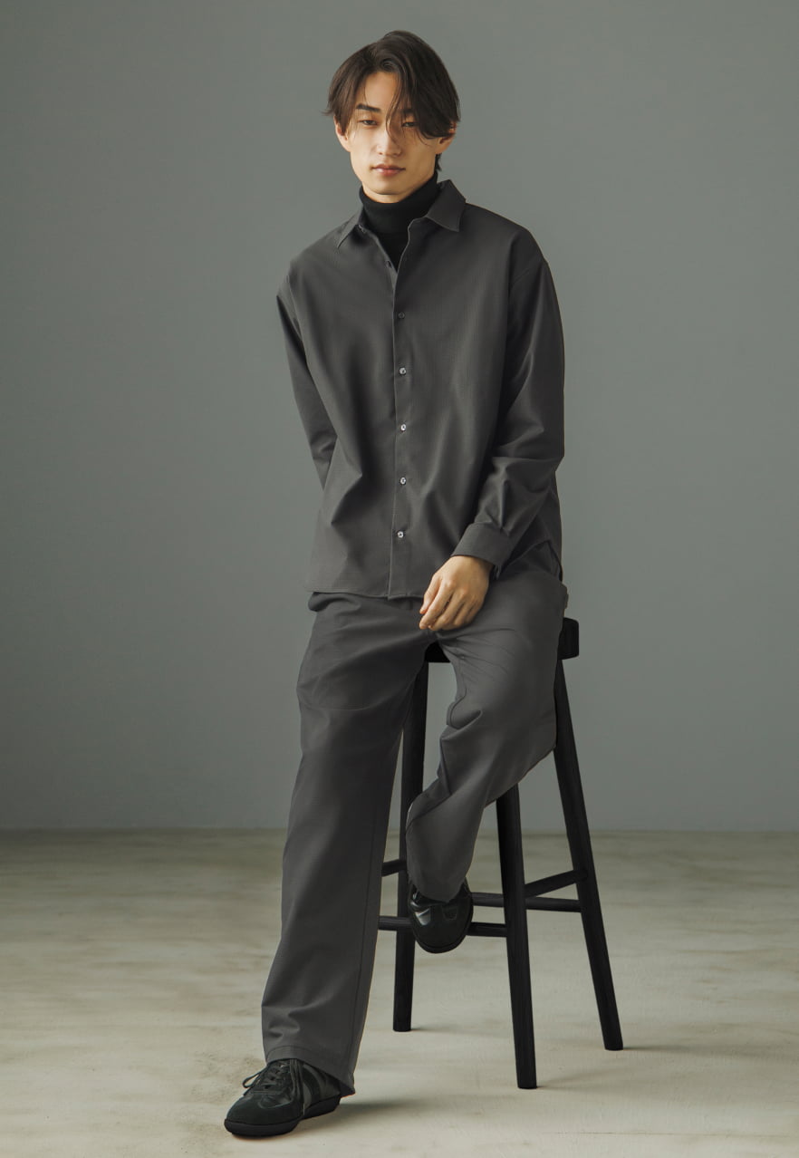 Shirt & Wide Straight Trousers